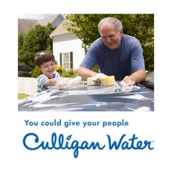 father and son washing car with Culligan Water - You could give your people Culligan Water
